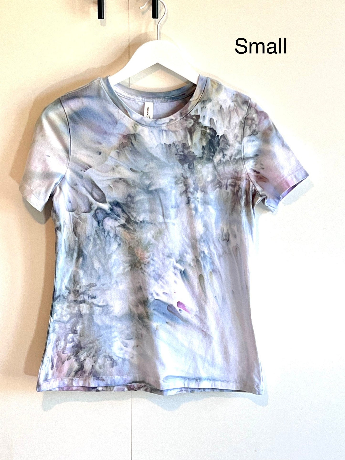 Iris-Blue and gray abstract ice dyed t-shirt SMALL