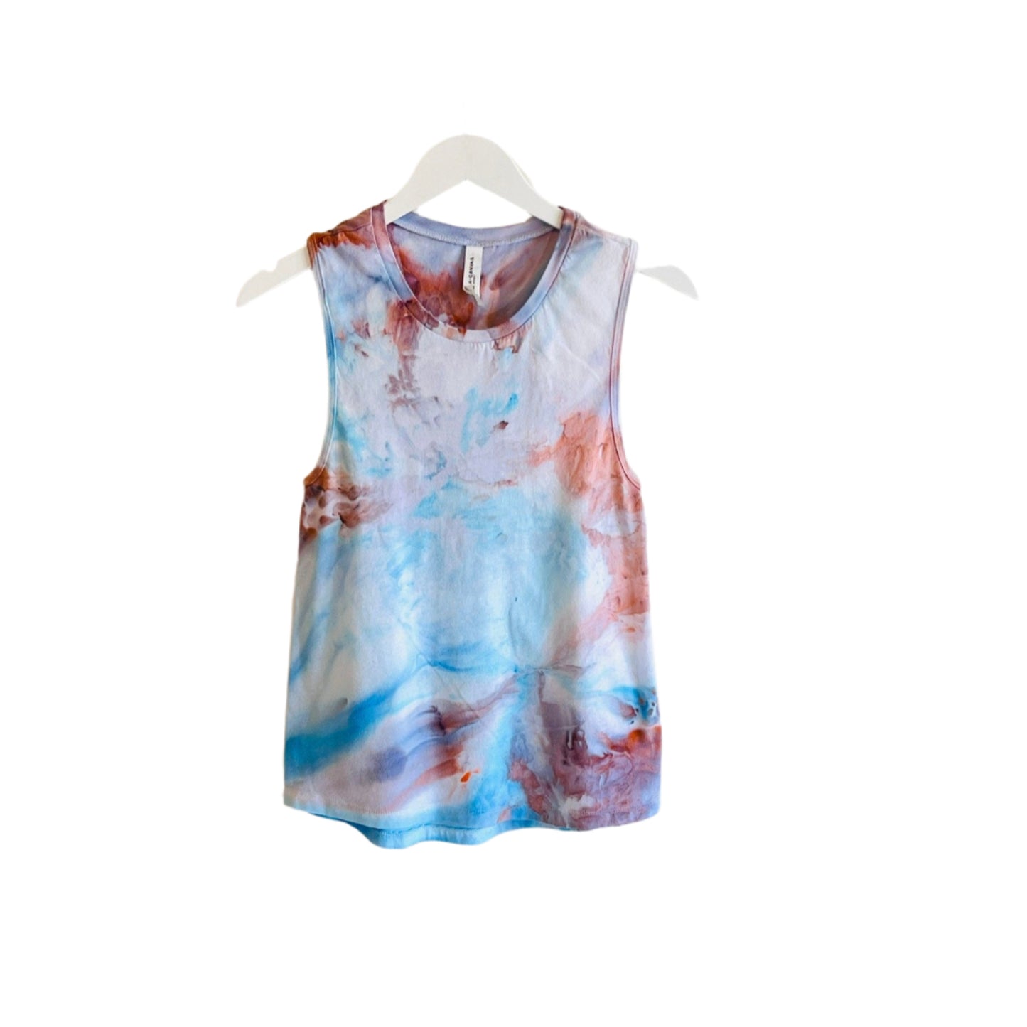 Rust and blue ice dyed racer back tank top- small