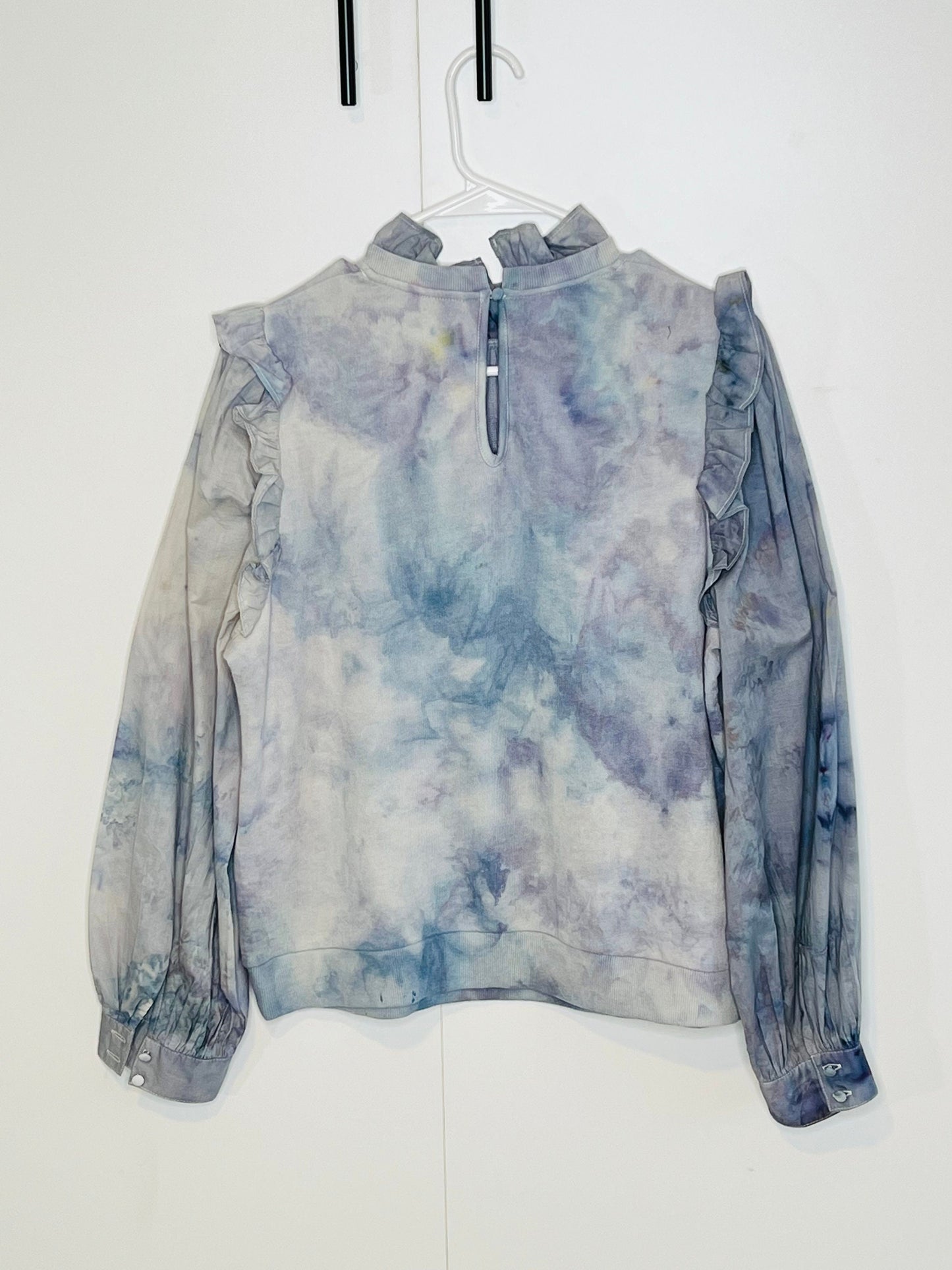 Blue purple ice dyed blouse- X-LARGE