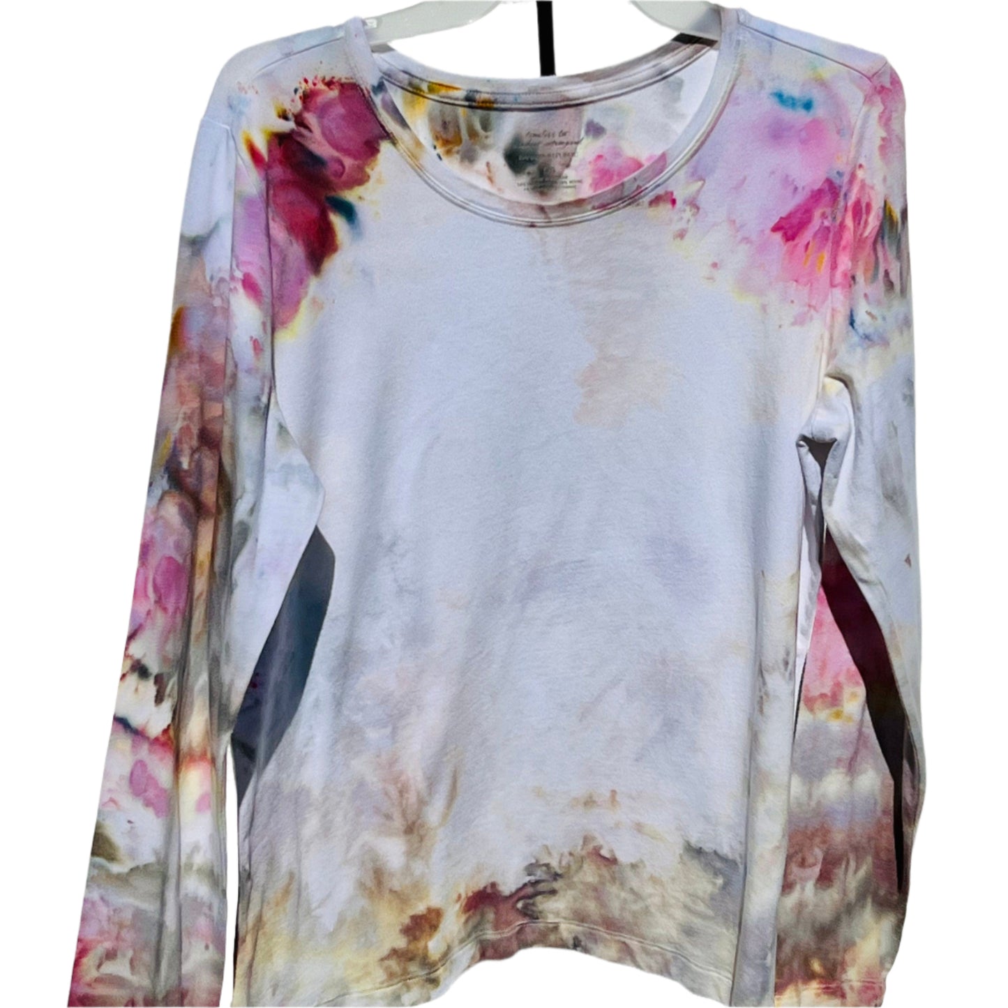 Pink and gray ice dyed long sleeve shirt-large