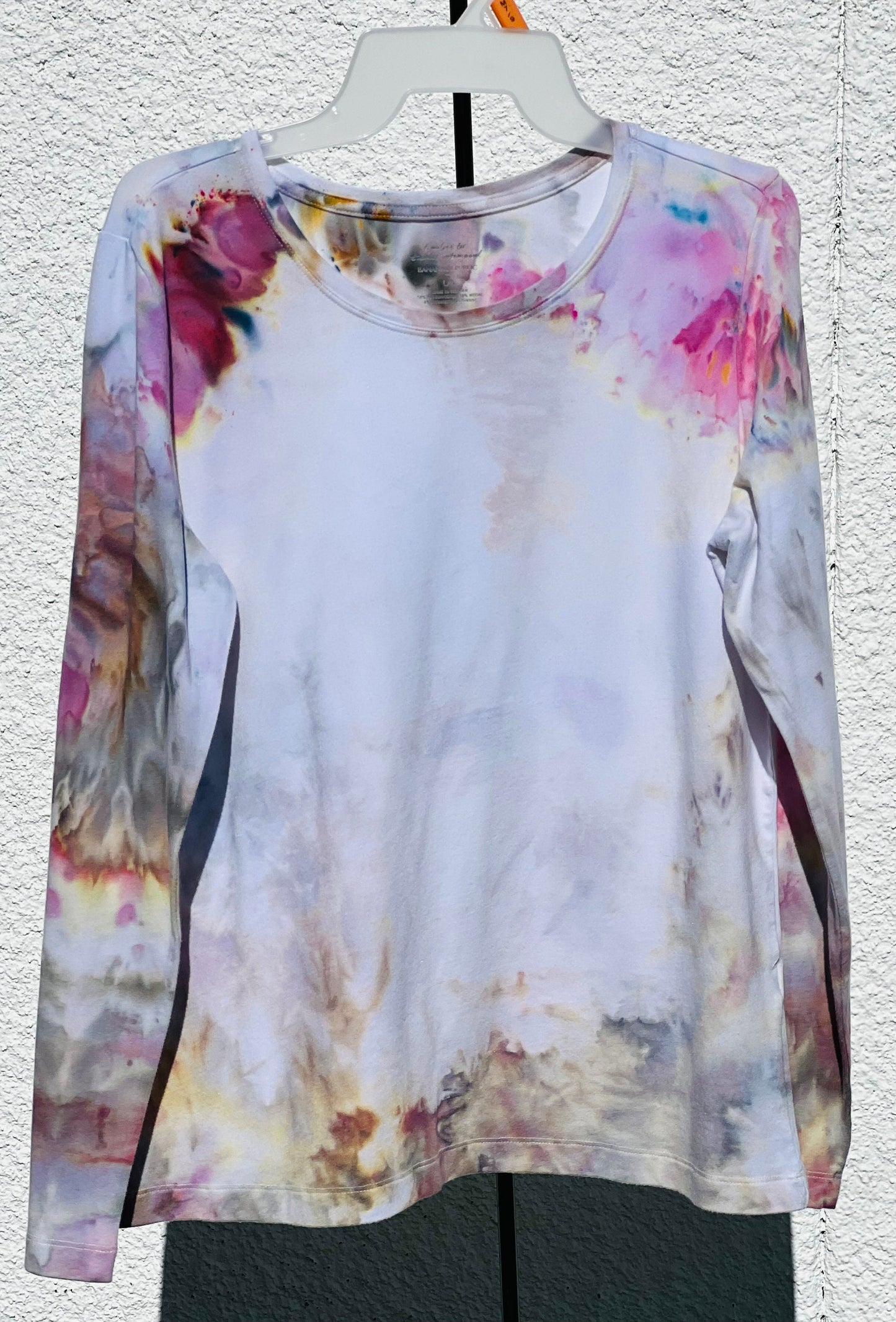 Pink and gray ice dyed long sleeve shirt-large