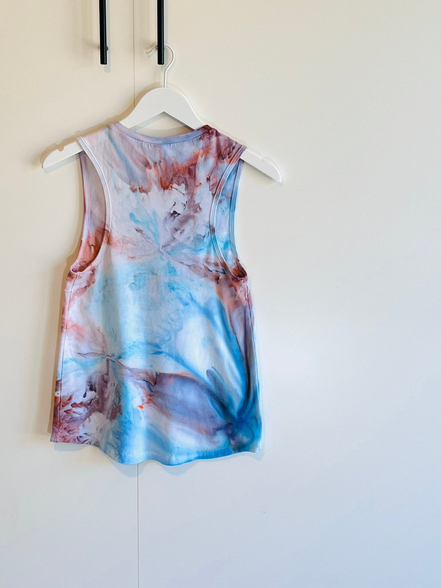 Rust and blue ice dyed racer back tank top- small