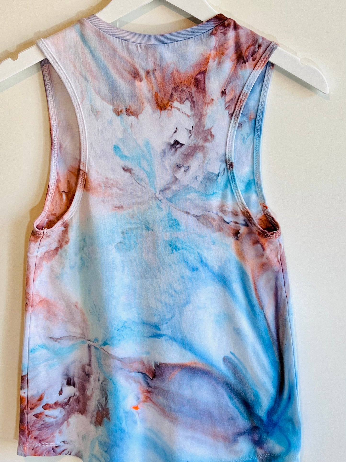 Rust and blue ice dyed racer back tank top- small