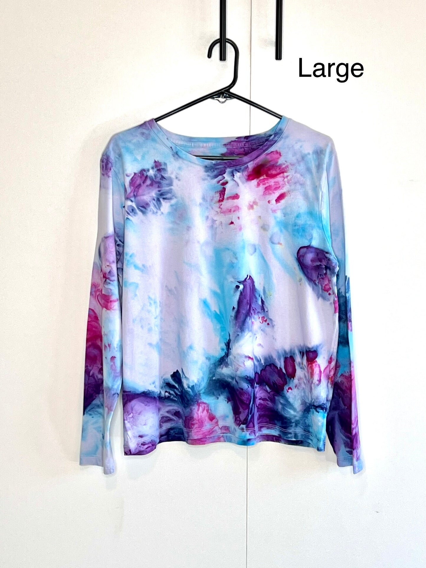 Hyacinth inspired ice dyed long sleeve t-shirt- LARGE