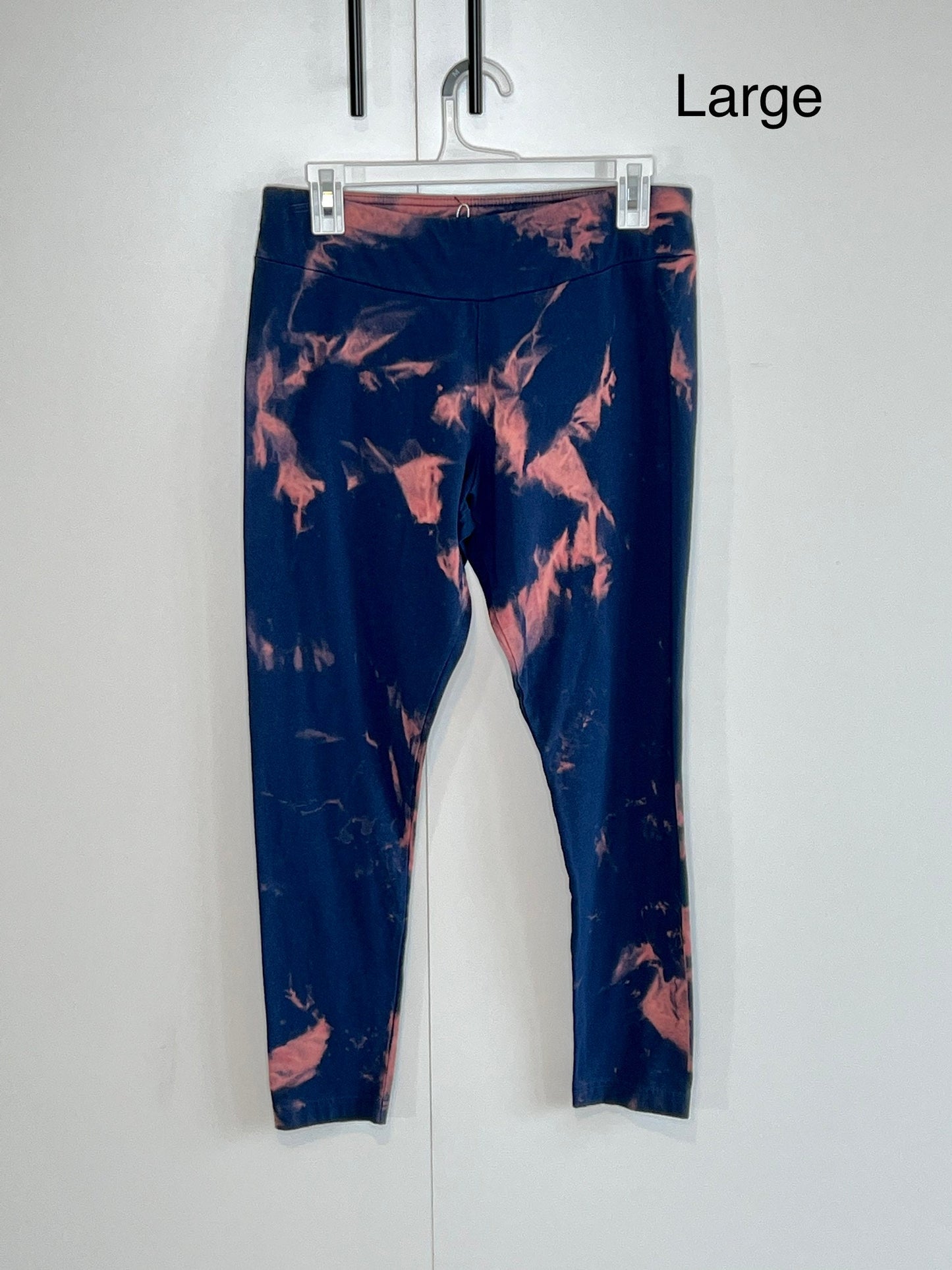 Tie dye cotton leggings- navy and pink