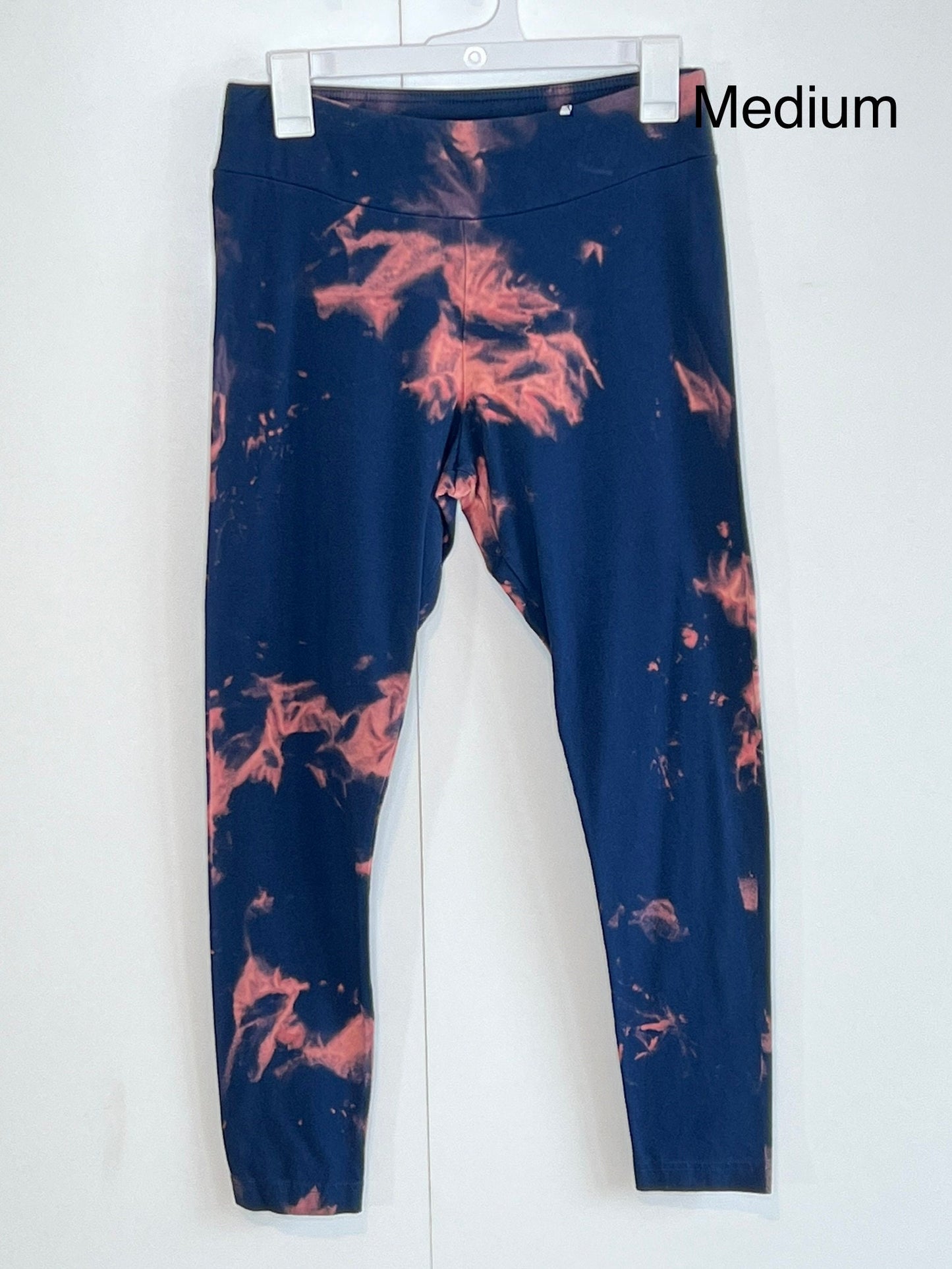 Tie dye cotton leggings- navy and pink