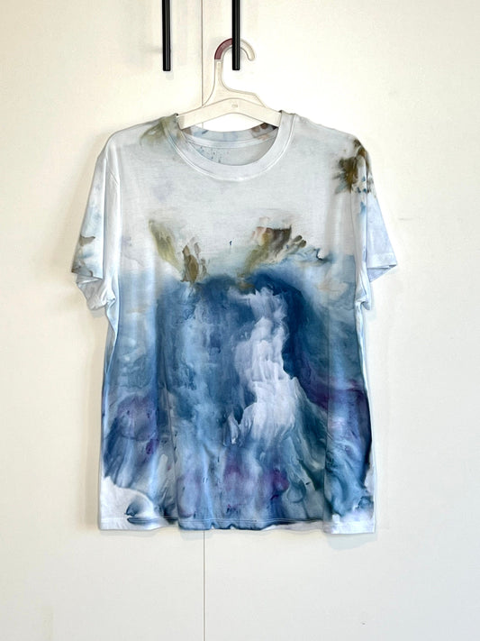 Blue abstract ice dye t-shirt-LARGE