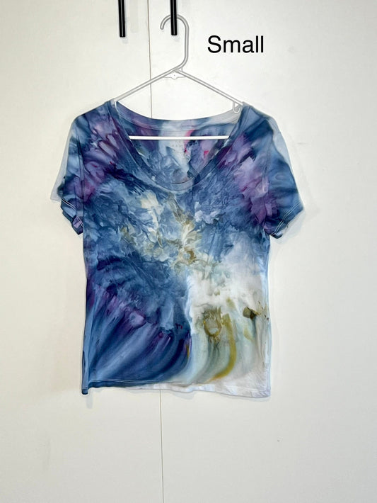 Purple, blue and green ic edged t-shirt SMALL
