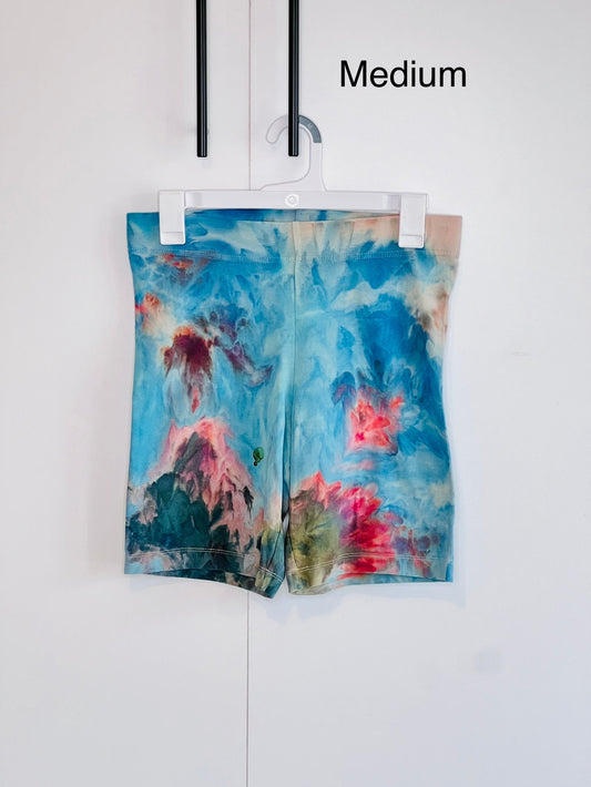 Monet inspired ice dyed bike shorts- medium