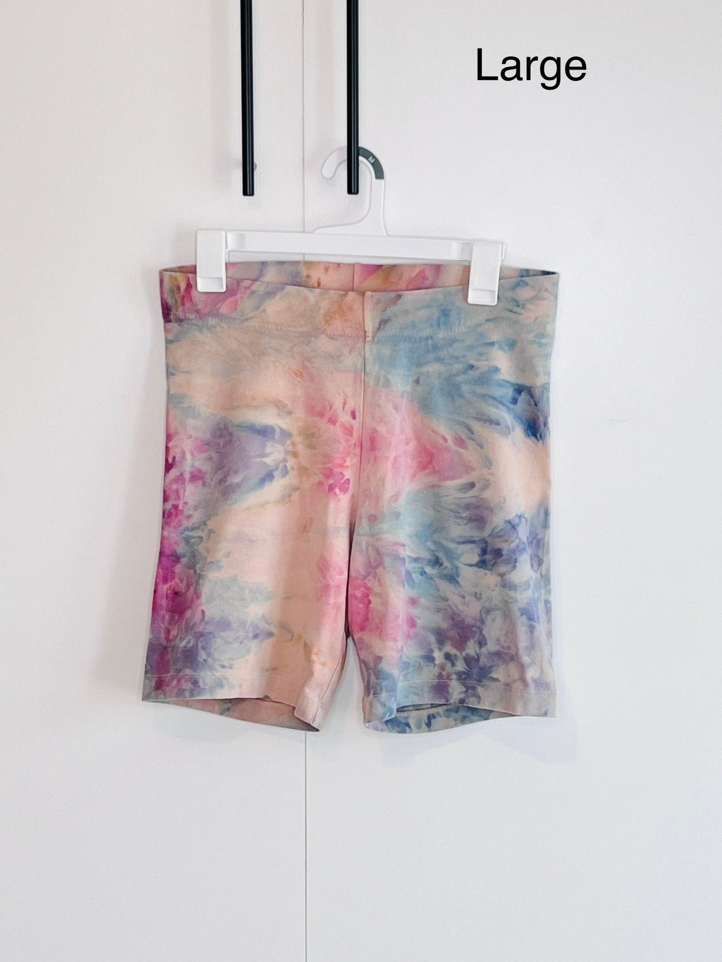 Cotton candy skies  ice dyed bike shorts- large