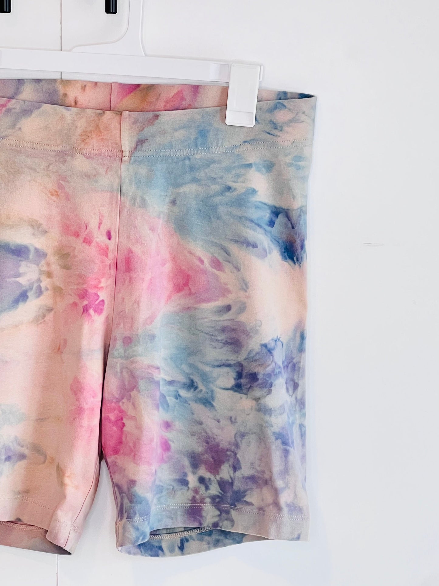 Cotton candy skies  ice dyed bike shorts- large