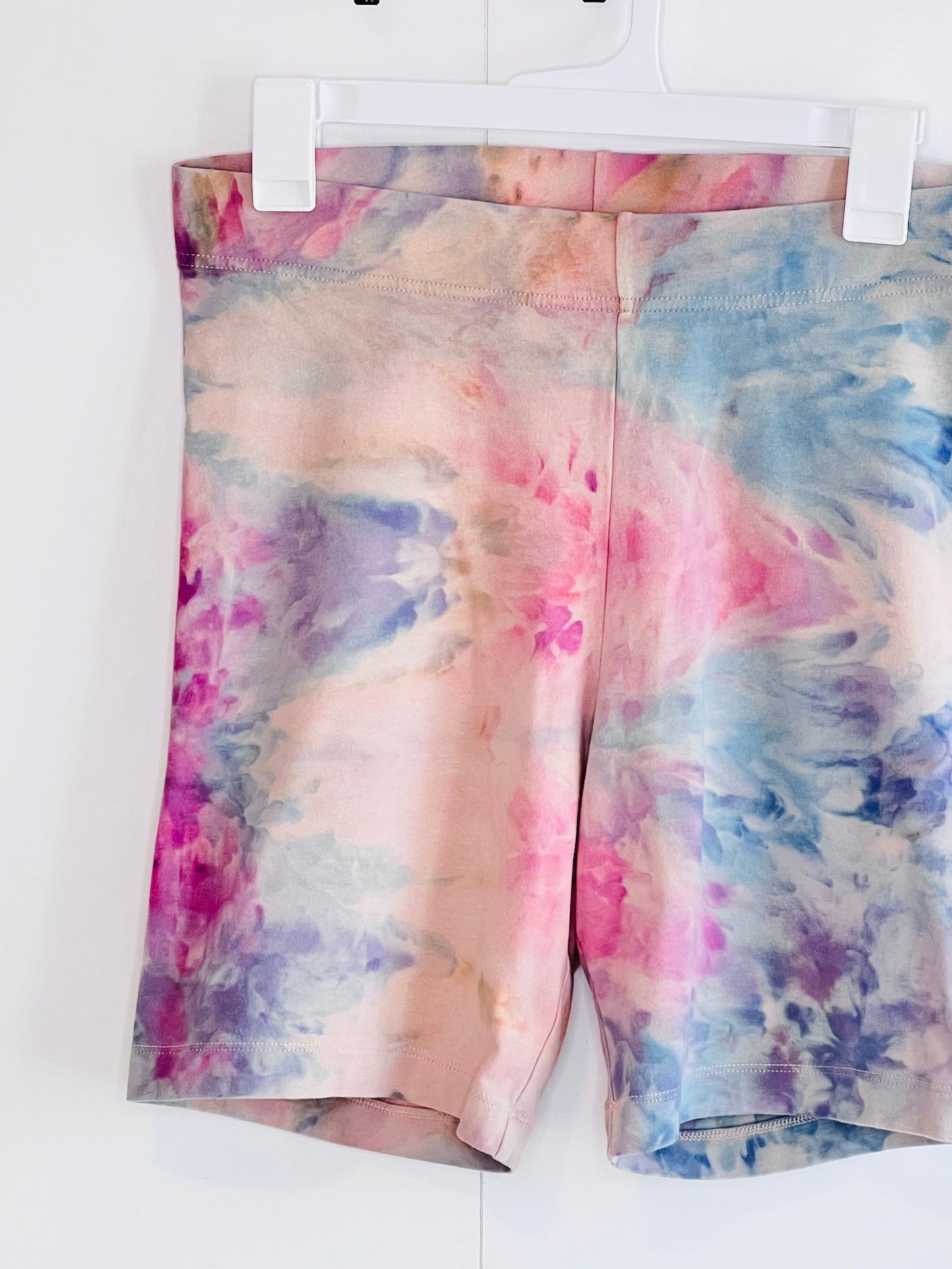 Cotton candy skies  ice dyed bike shorts- large