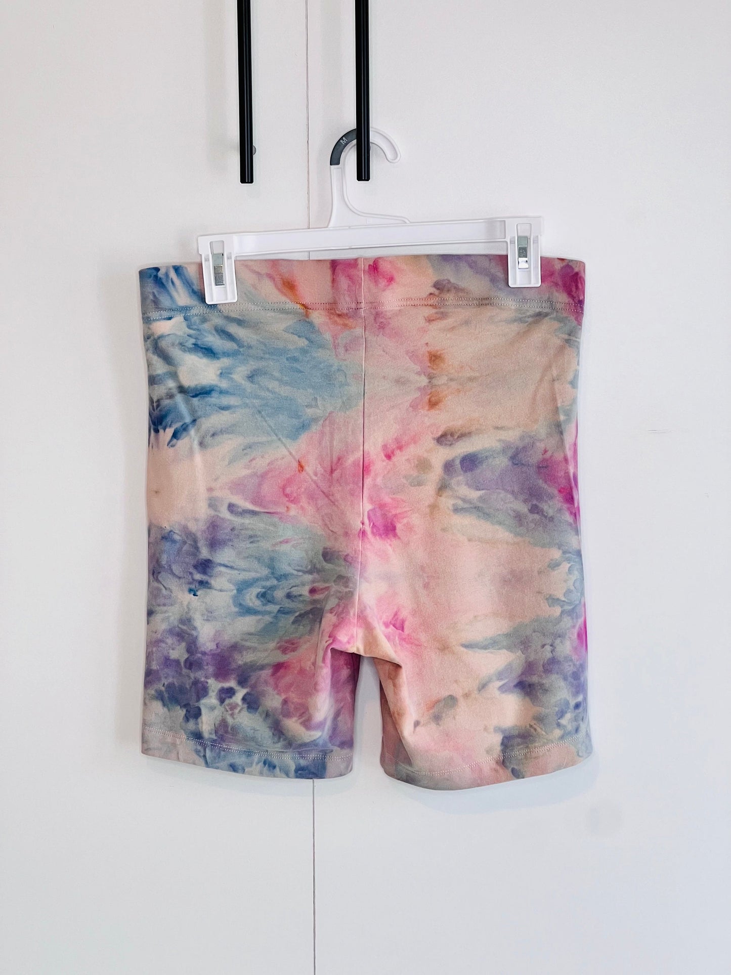 Cotton candy skies  ice dyed bike shorts- large