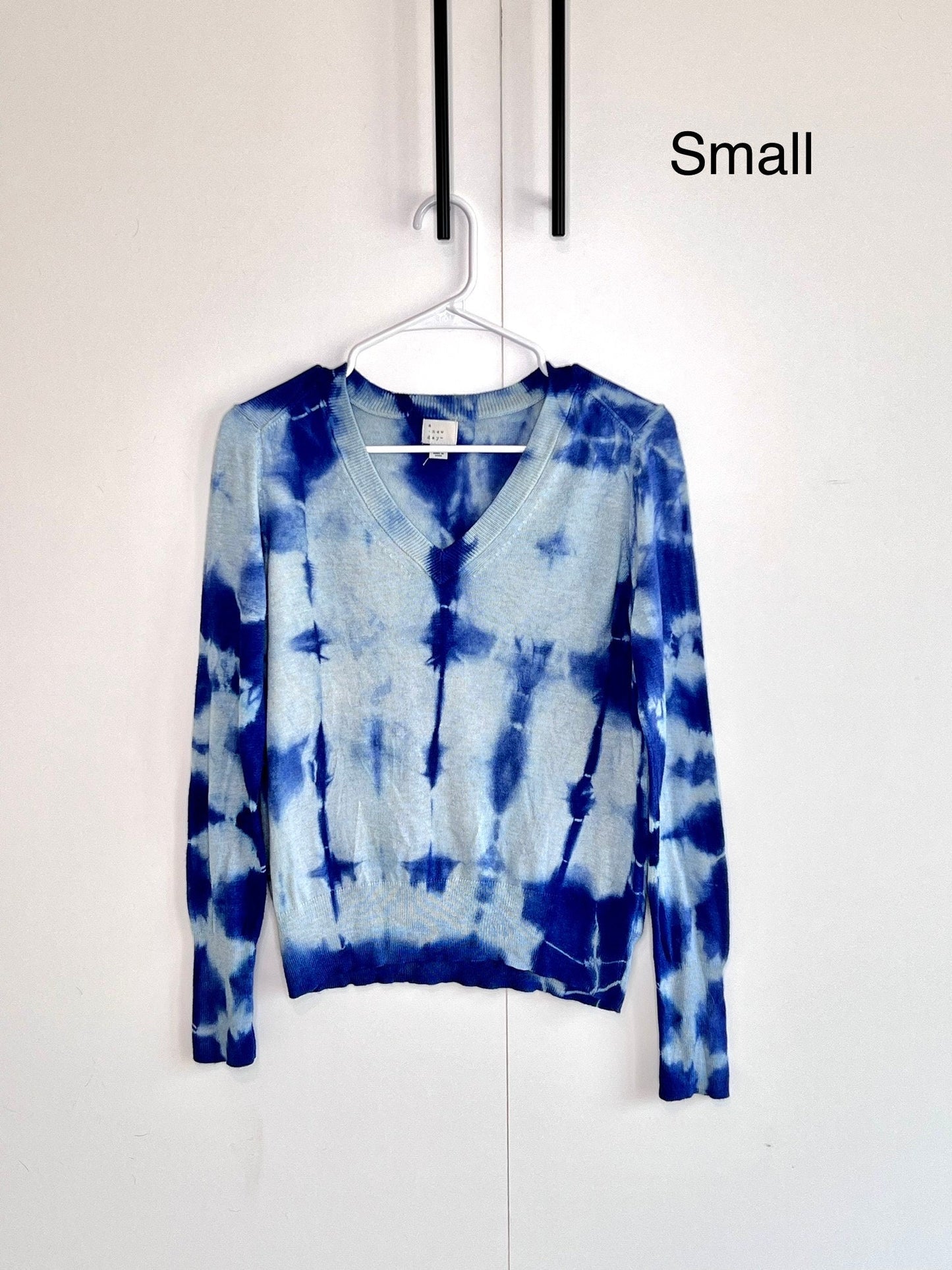 Indigo hand dyed shibori sweater- small