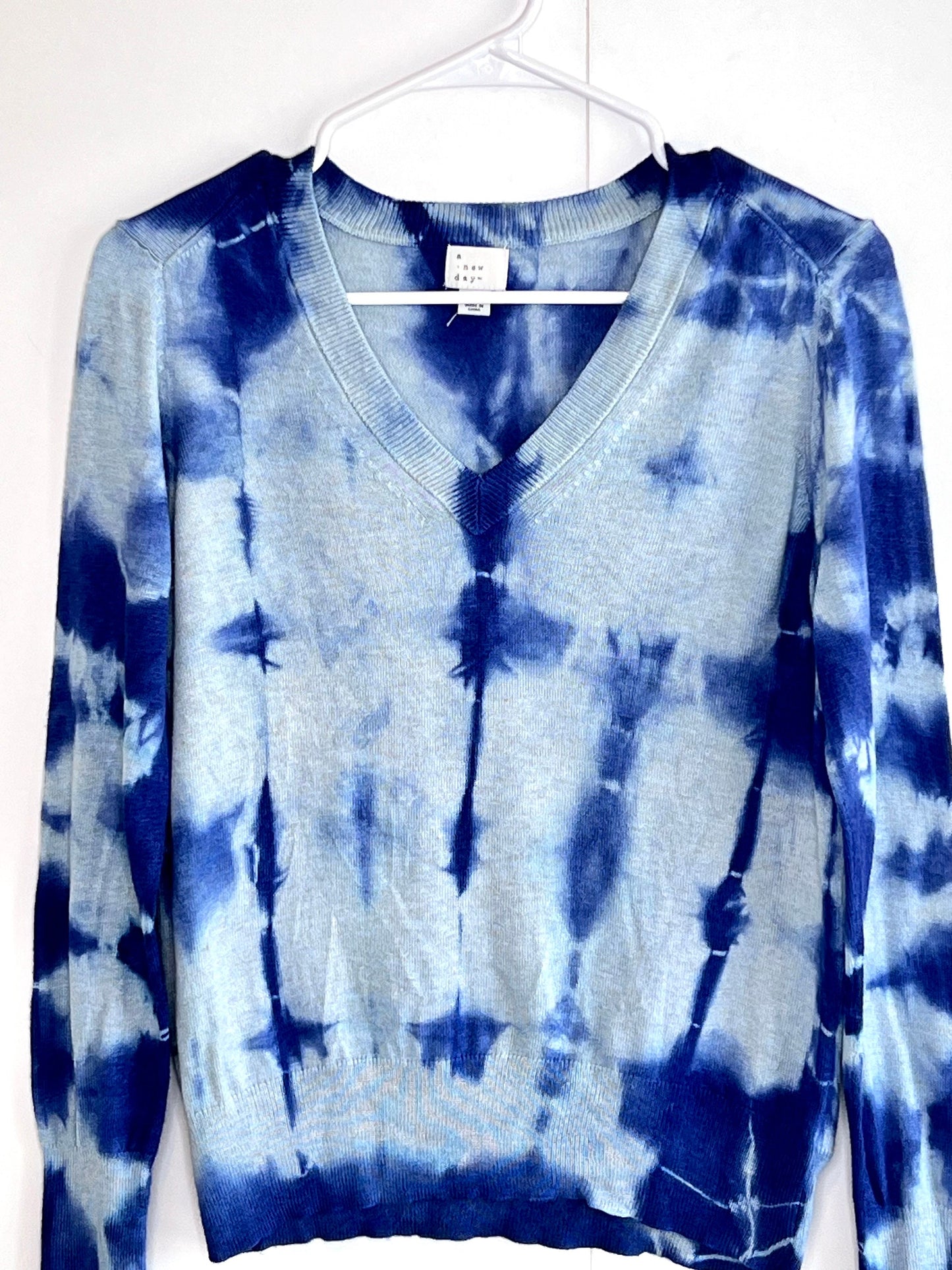 Indigo hand dyed shibori sweater- small