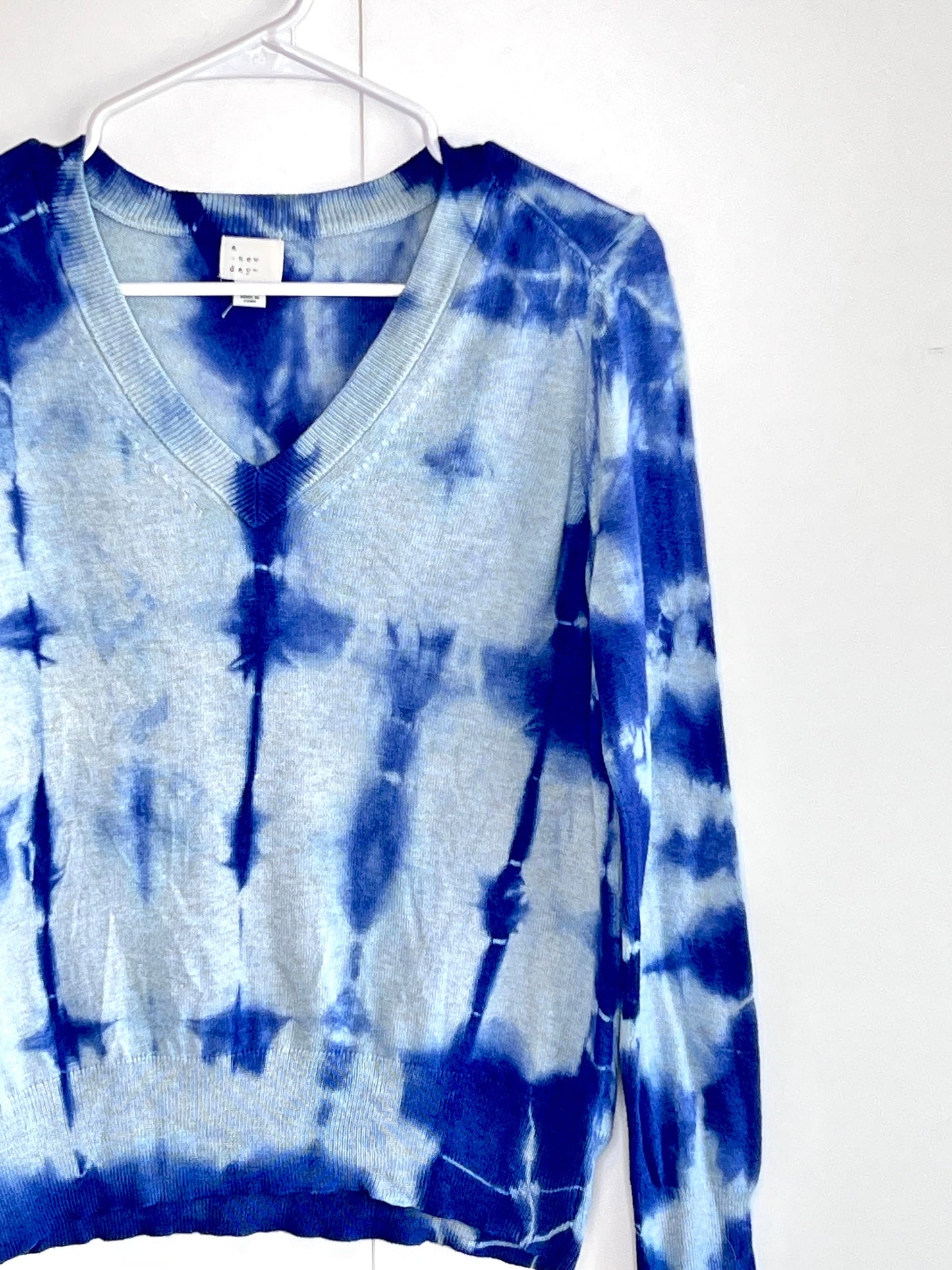 Indigo hand dyed shibori sweater- small