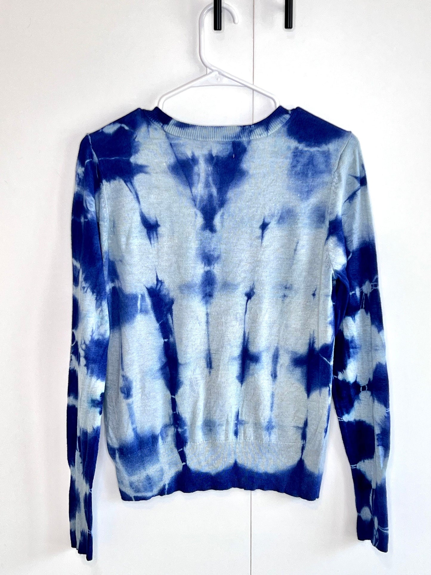 Indigo hand dyed shibori sweater- small